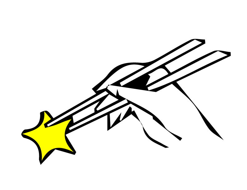 Magic Chopstick Games logo: a hand, holding a pair of chopsticks, holding a yellow star
